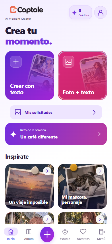 Captale: inicio de la app
